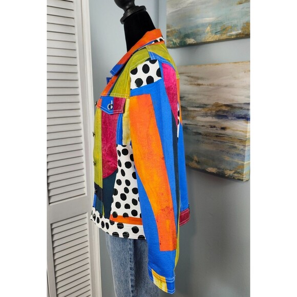 Simply Art by Dolcezza Jacket Multi-Color Abstract Print Artsy Blazer Size Small - Picture 4 of 12